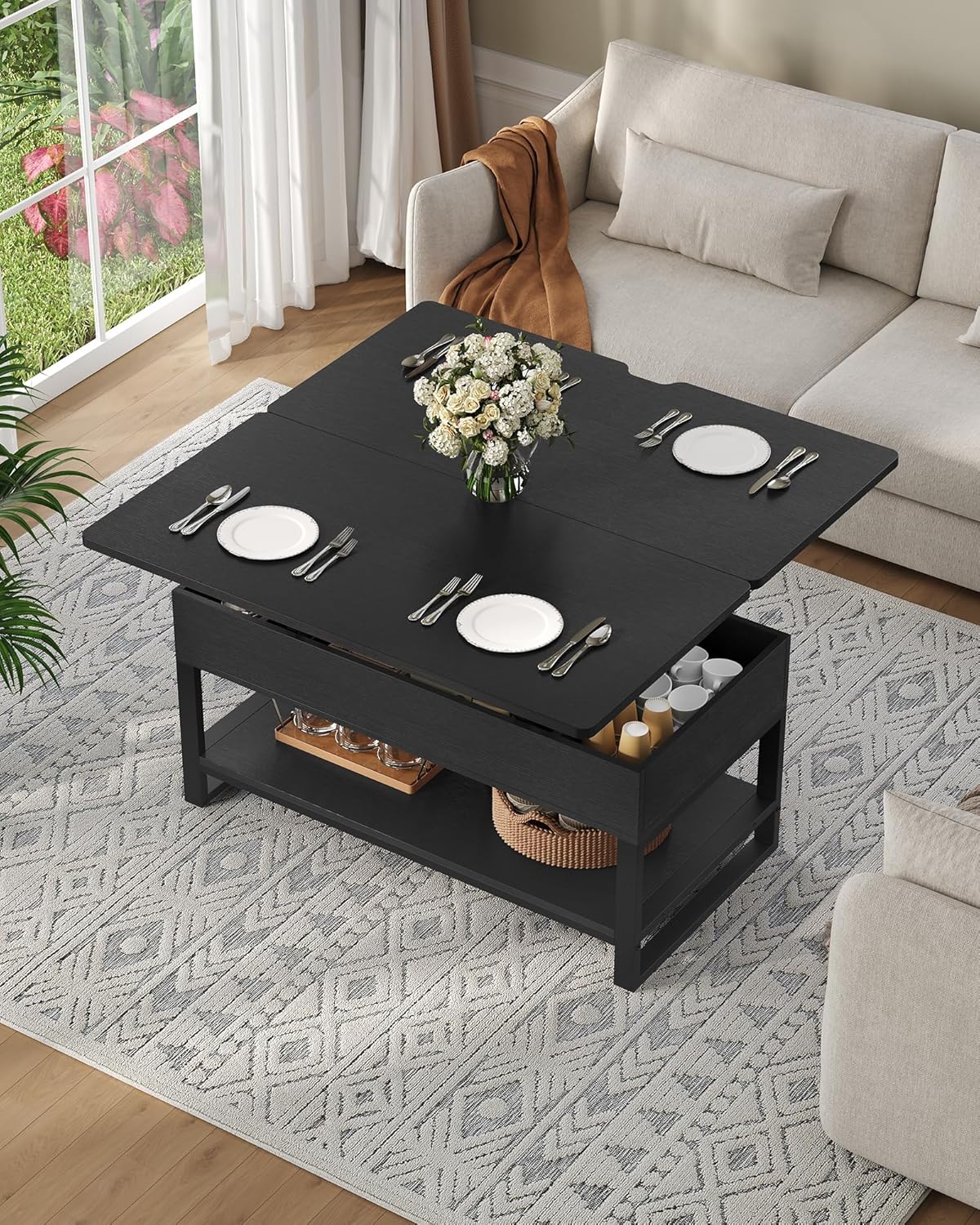 Mesa de Centro Elevable 3 en 1 – Compacta, Versátil y Moderna